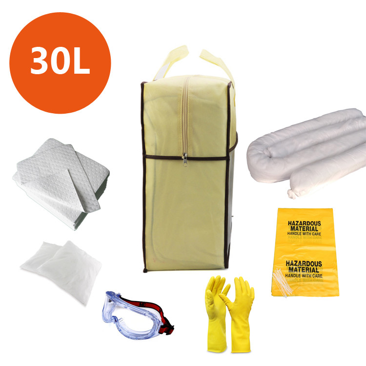 Vente chaude portable industrielle 30L kits de déversement d'huile pour huile de nettoyage